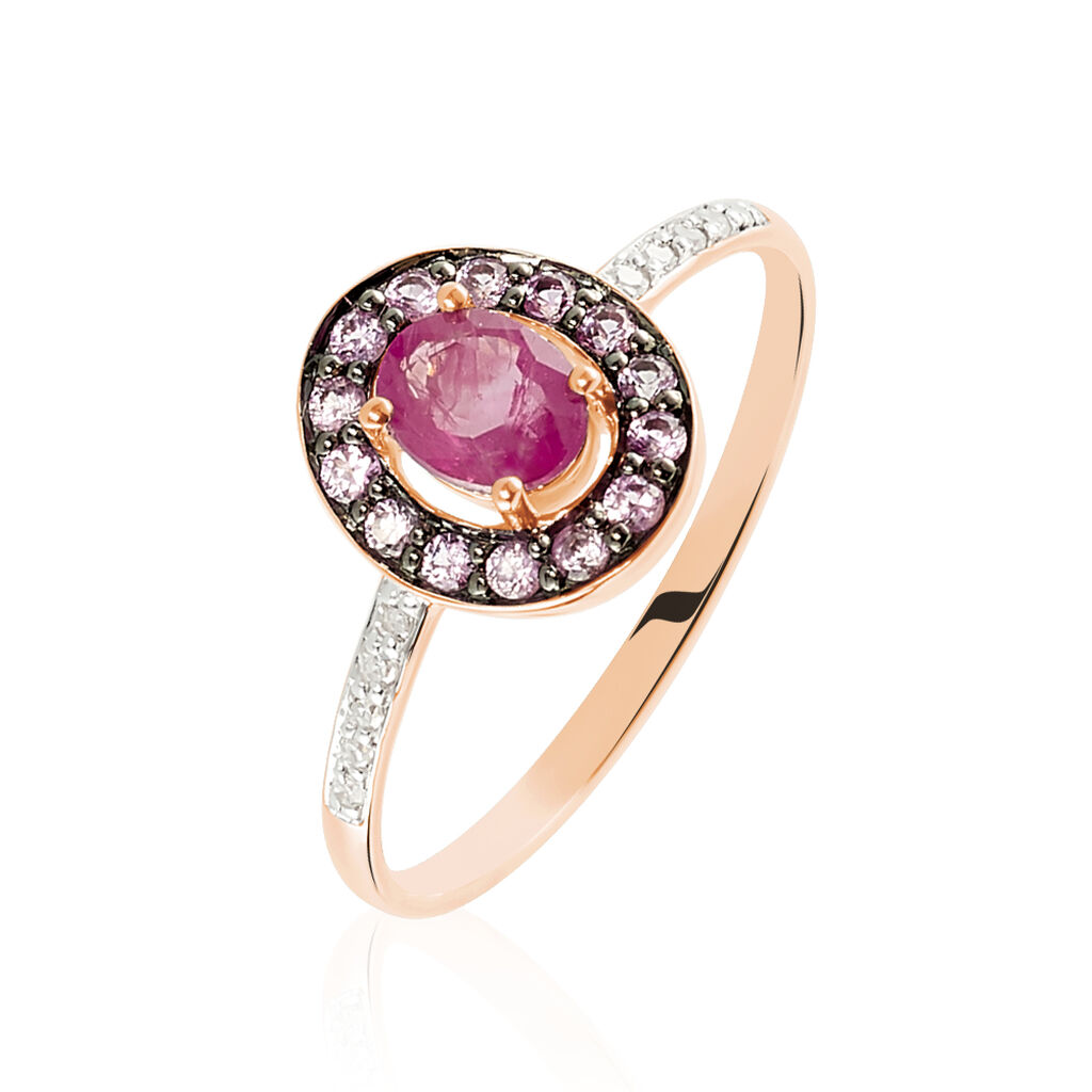 Bague Leona Or Rose Rubis Et Saphir Et Diamant