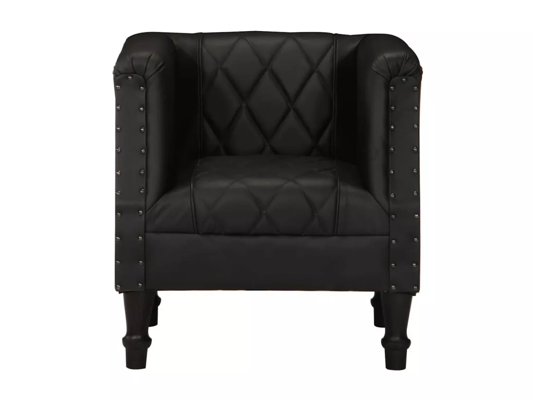 Fauteuil Noir Cuir véritable de chèvre