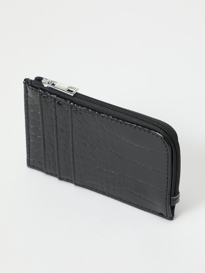Porta-cartões com efeito de couro texturizado - Preto