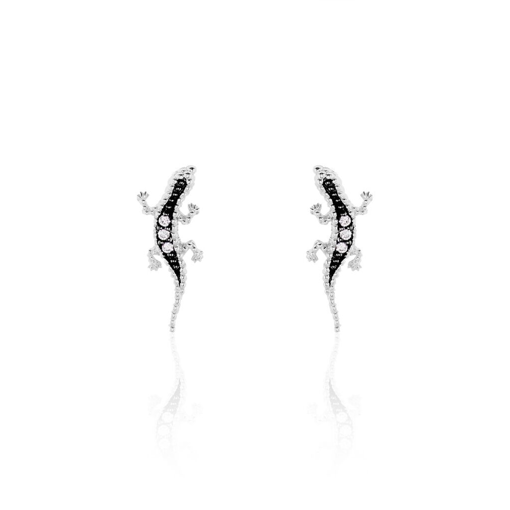 Boucles D'oreilles Puces Oya Argent Blanc Oxyde De Zirconium