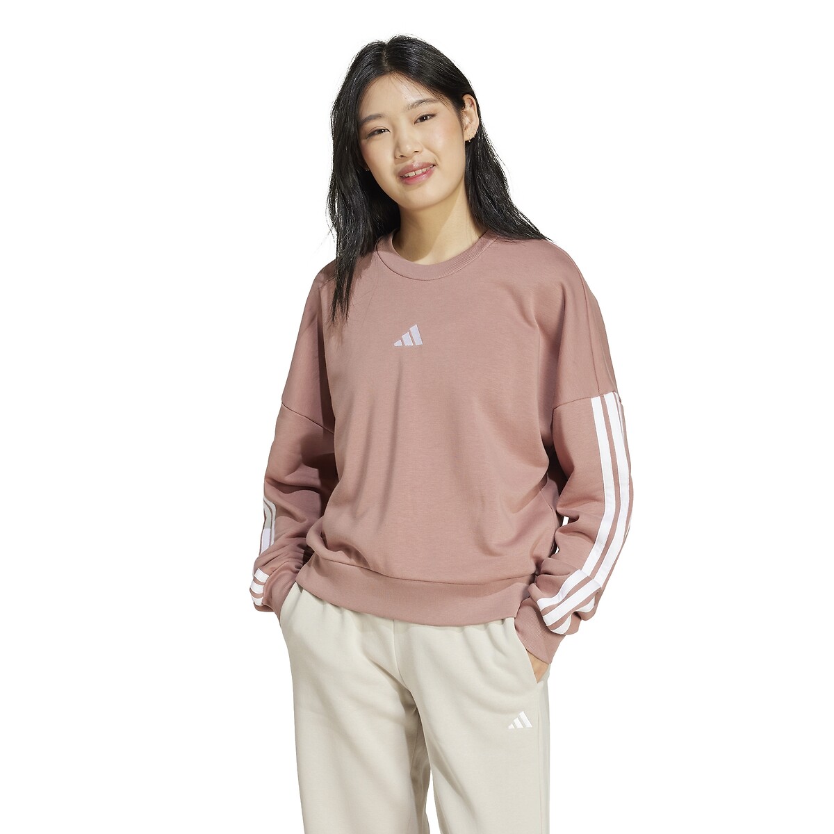 ADIDAS SPORTSWEAR<br>Suéter de gola redonda Essentials com 3 listras