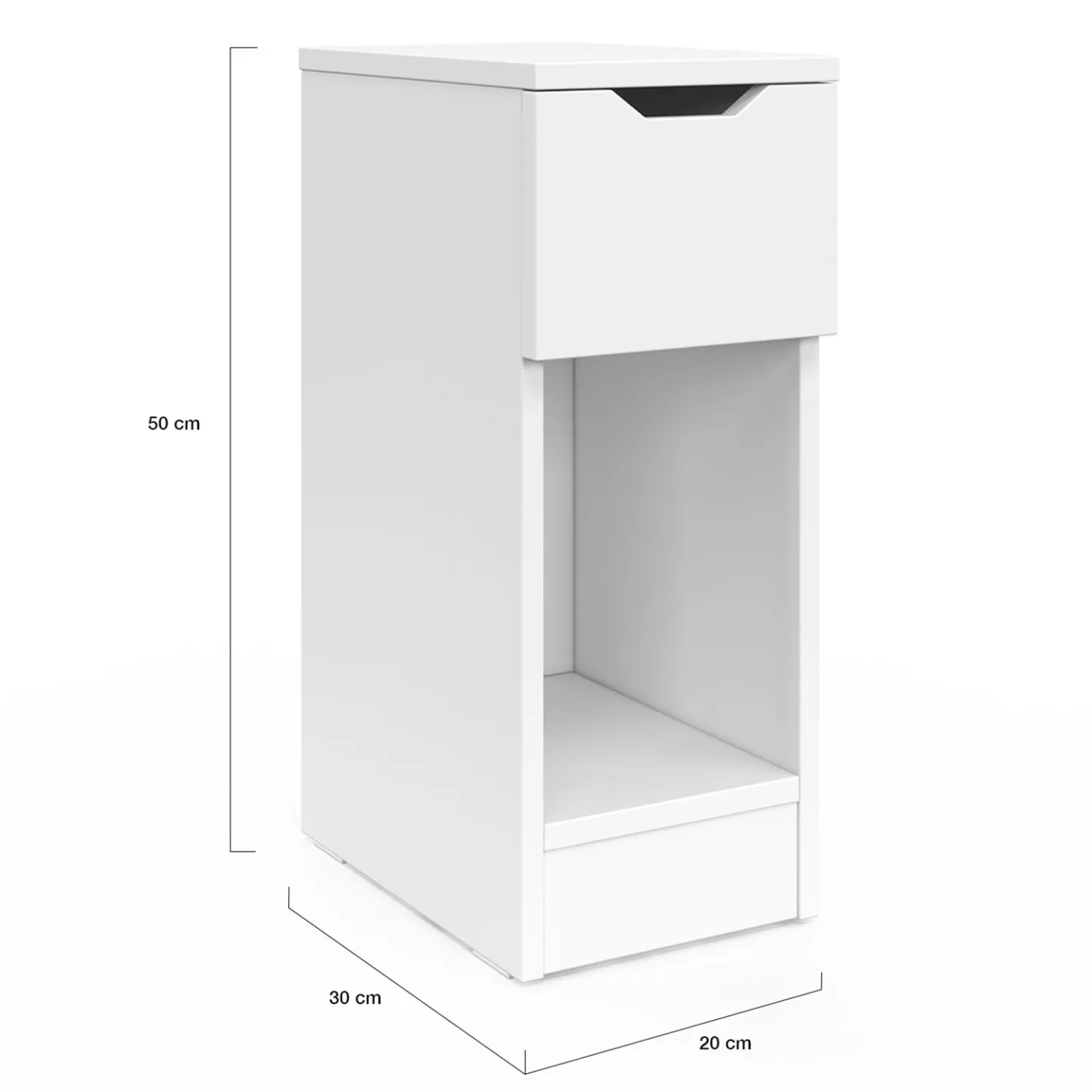 Lot de 2 tables de chevet ANOUK 1 tiroir avec niche blanc