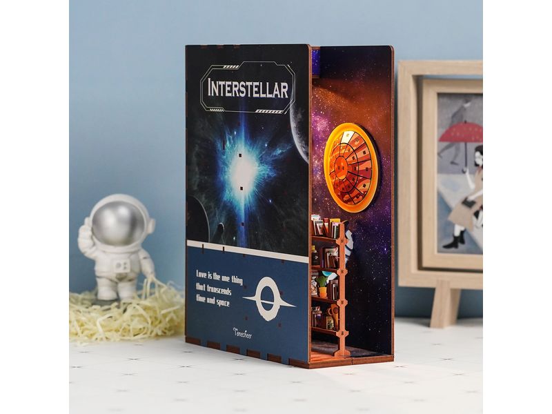 Tonecheer Bausatz Book Nook Interstellar 3D-Modell aus lasergeschnittenen Holzteilen