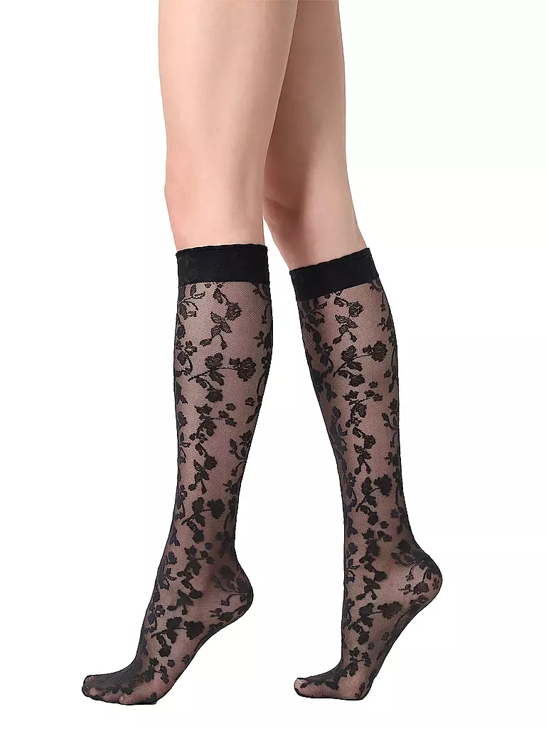 OROBLU Kniestrümpfe SHADED ROSES 20 DEN black/black schwarz