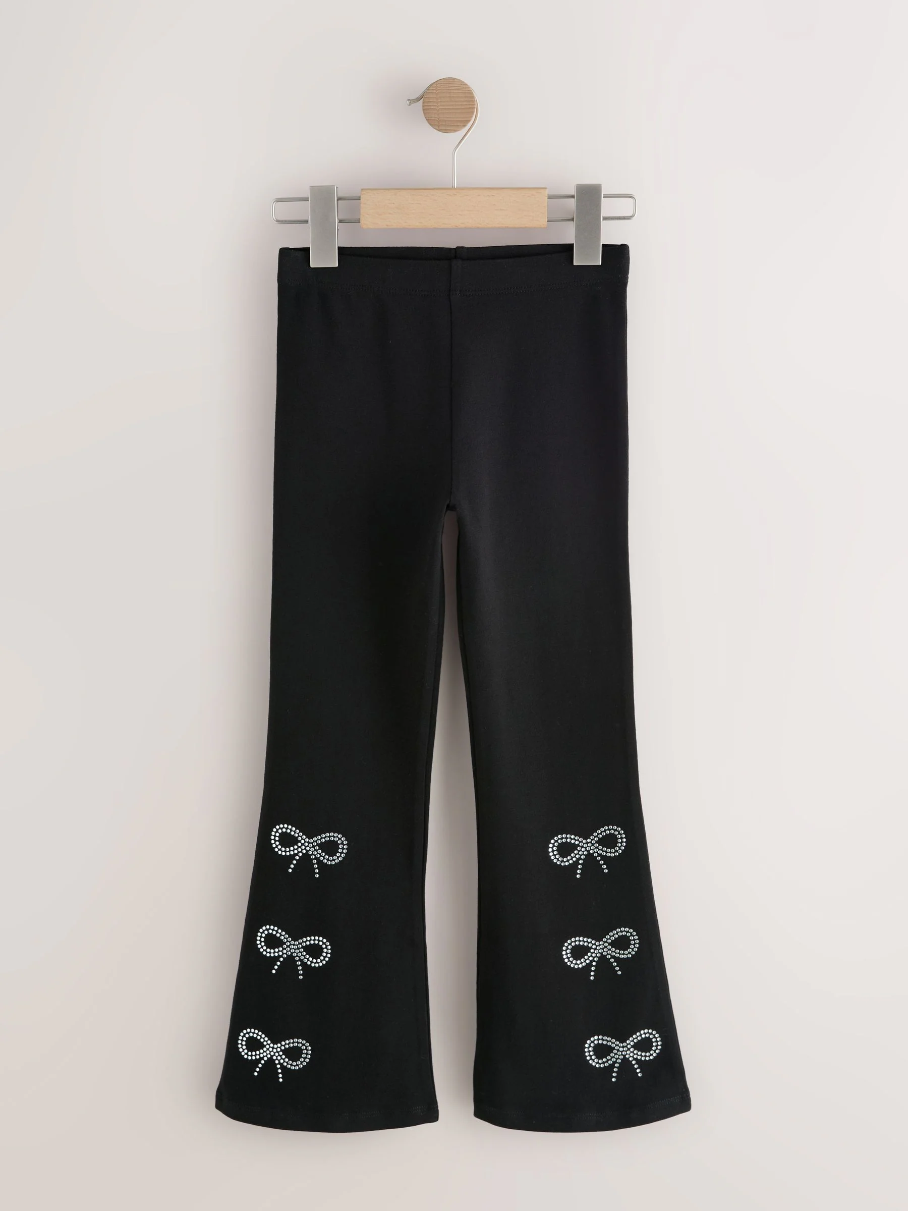 Zwarte strik met diamanten - Uitlopende legging (3-16jr)