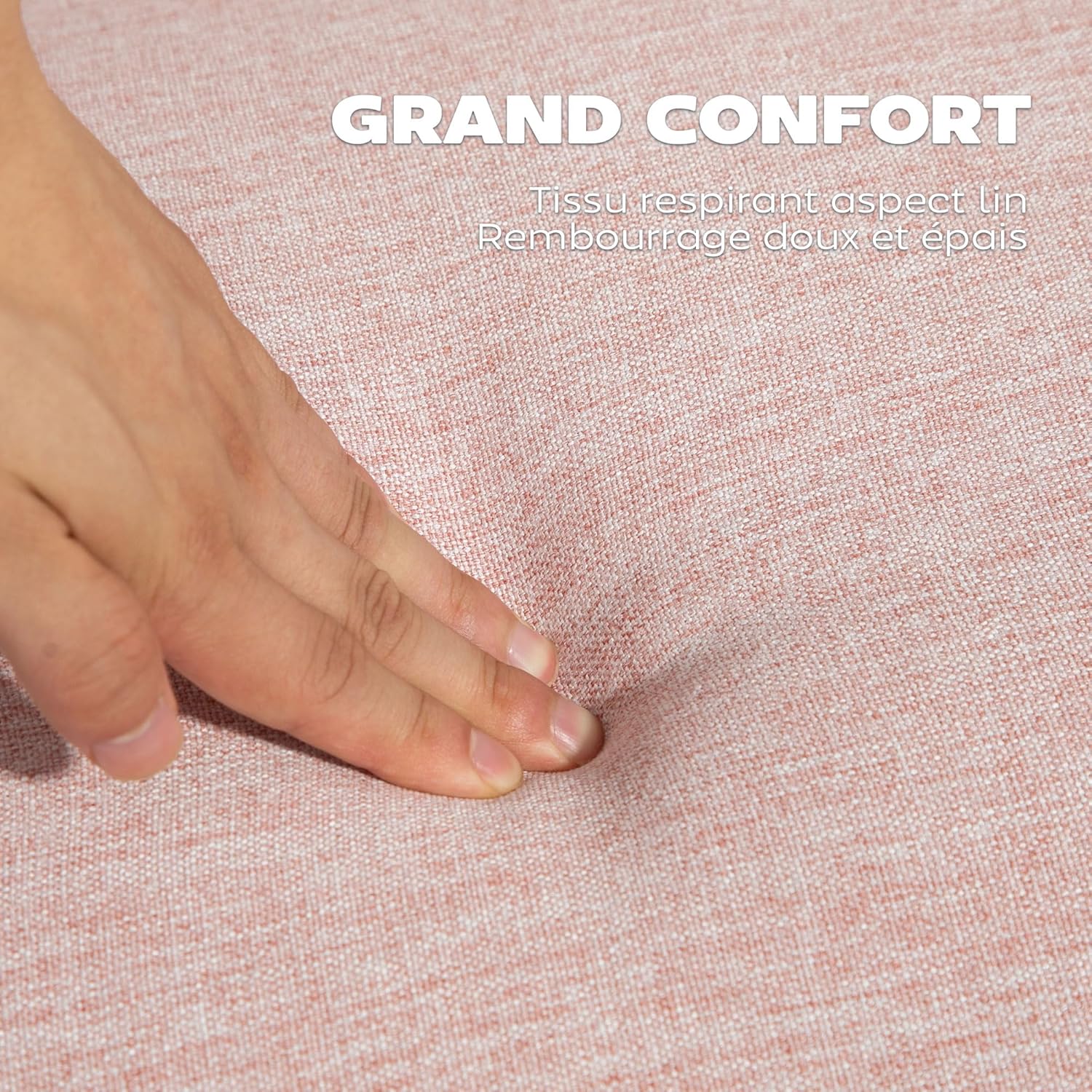 HOMCOM 2-Sitzer-Convertible-Sofa Skandinavisches Design Rückenlehne verstellbar 3 Positionen Füße Holz Stoff Leinenoptik Rosa