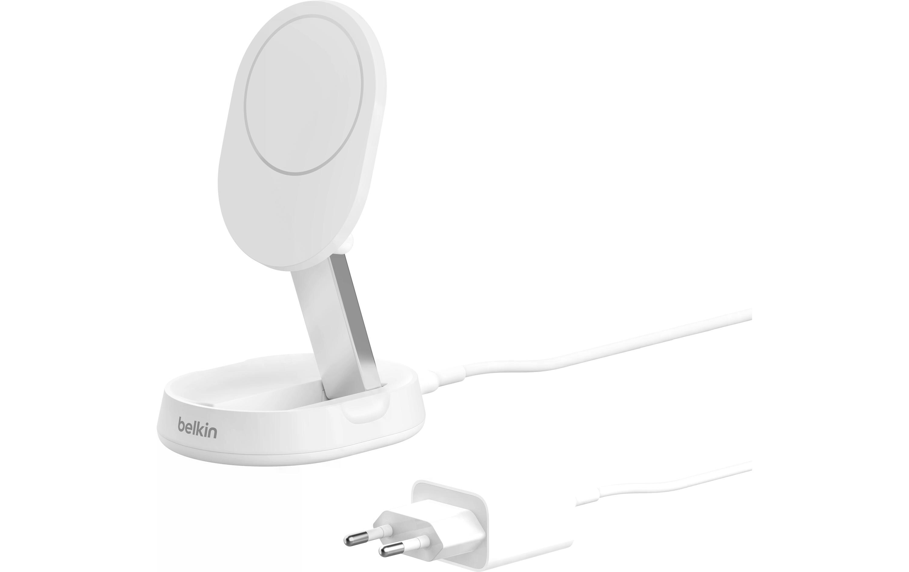 Wireless Charger Boost Charge Pro Weiss inkl. NetzteilVerstellbare kabellose magnetische Ladestation mit Qi2