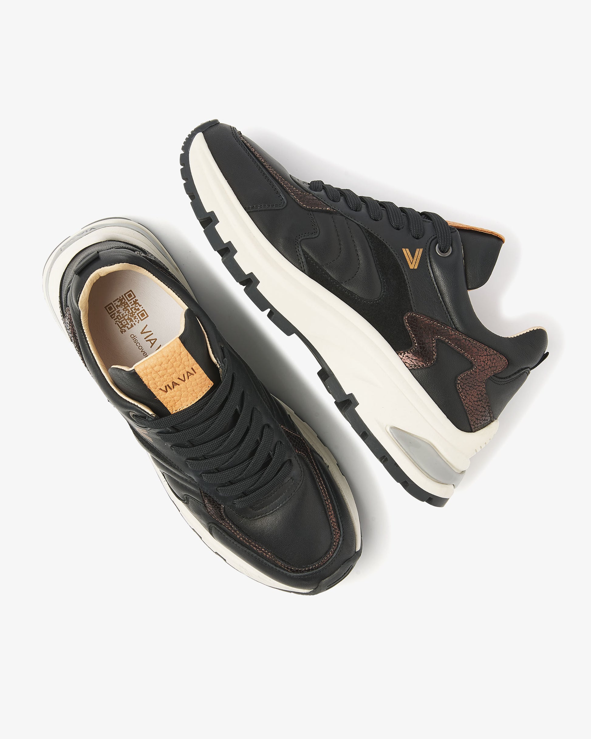 VIA VAI zwarte dames sneakers Liz Leighton