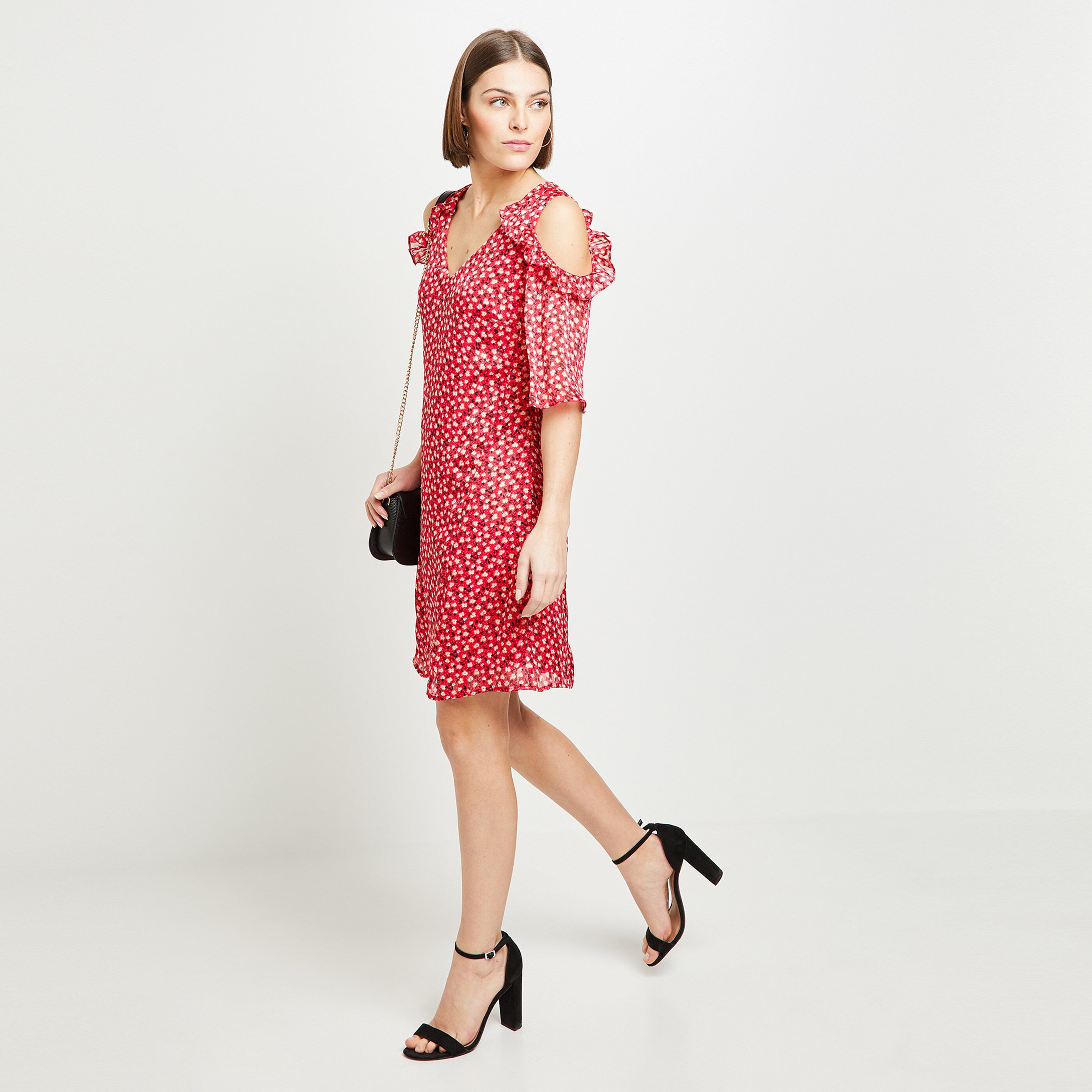 Robe imprimée femme - ROUGE