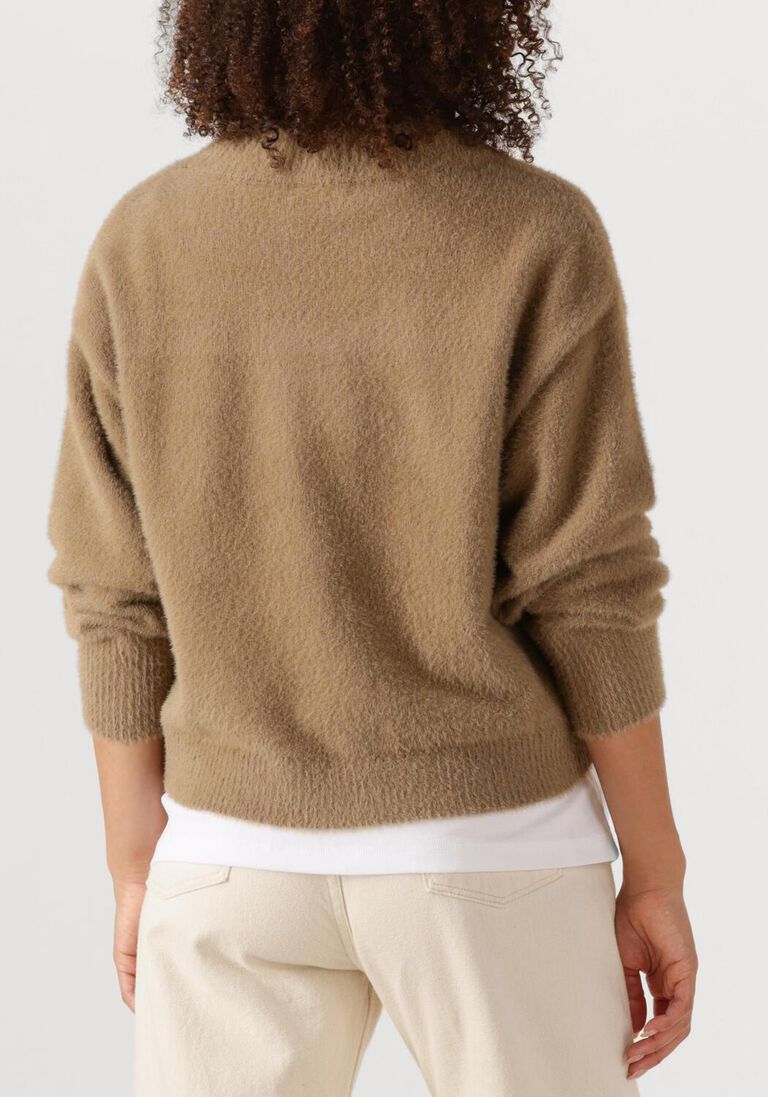camel olaf hussein vest fluffy script logo cardigan