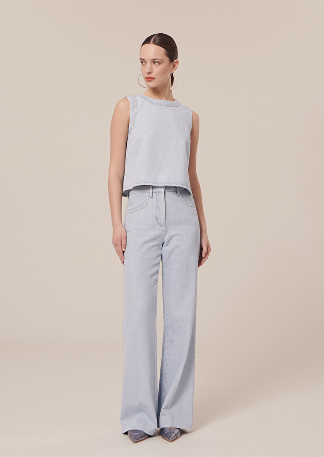 Top Tokonobleu clair en denim