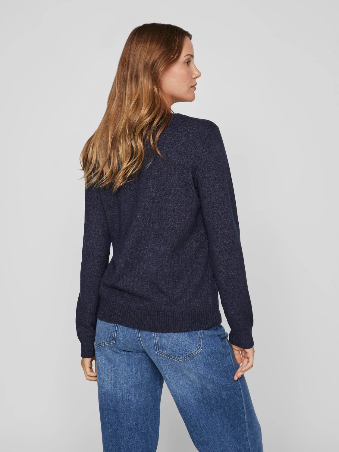Vila  Viril O-Neck L/S striktrøje - Total Eclipse