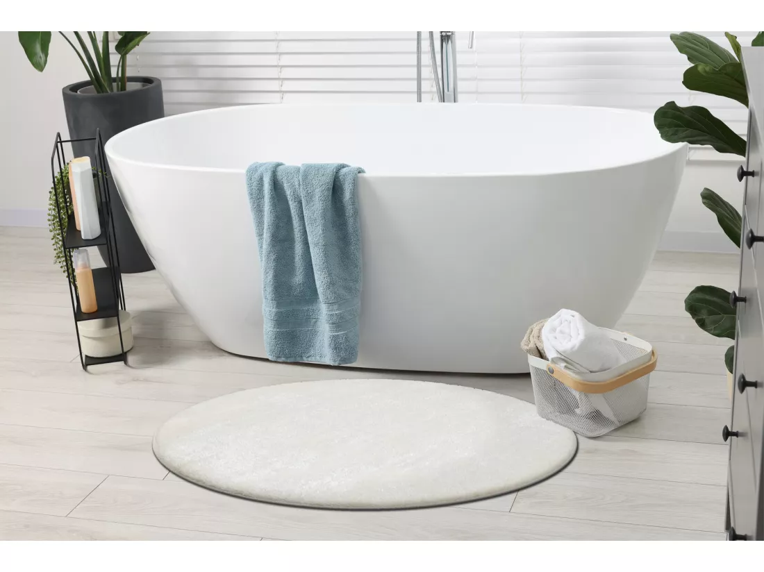 Tapis de salle de bain SANTA cercle plaine, antidérapant, doux - blan cercle 100 cm