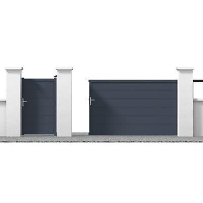 Portail Jardimat coulissant aluminium Chalon gris 7016 - 400 x h.160 cm