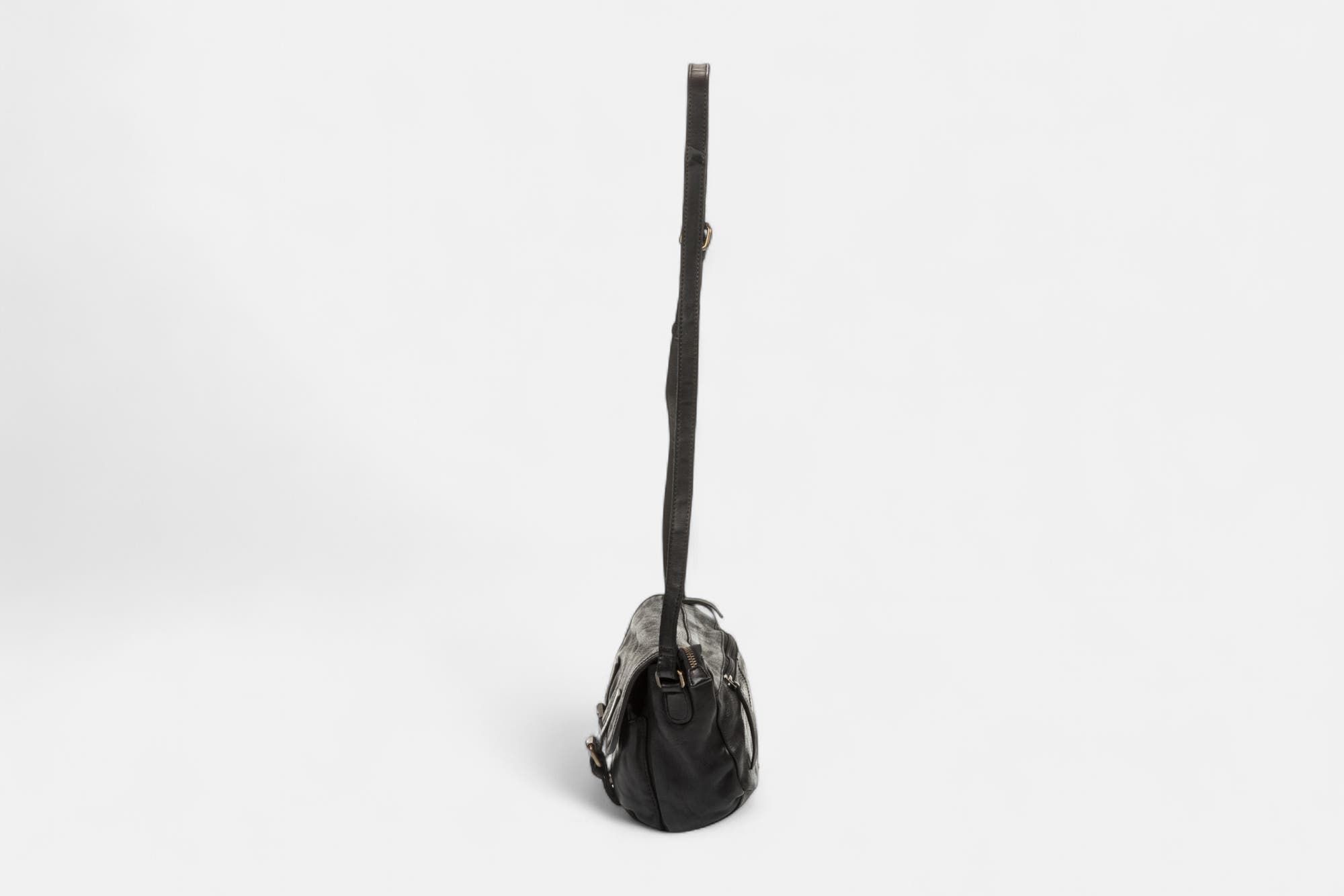 Sac bandoulière en cuir noir