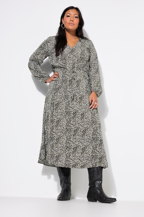 Maxikleid, A-Line, Leo-Print, Wrap-Optik