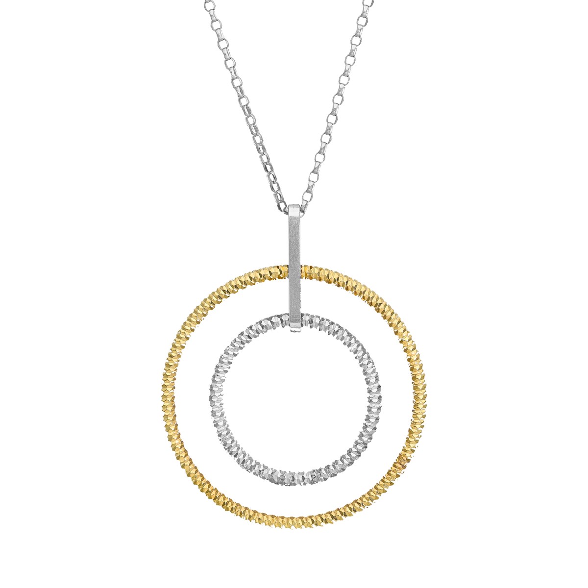 Collier Argent Doré Bicolore Cercle De Vie