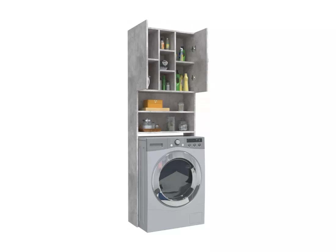 Meuble pour machine à laver Gris béton 64x25,5x190 cm