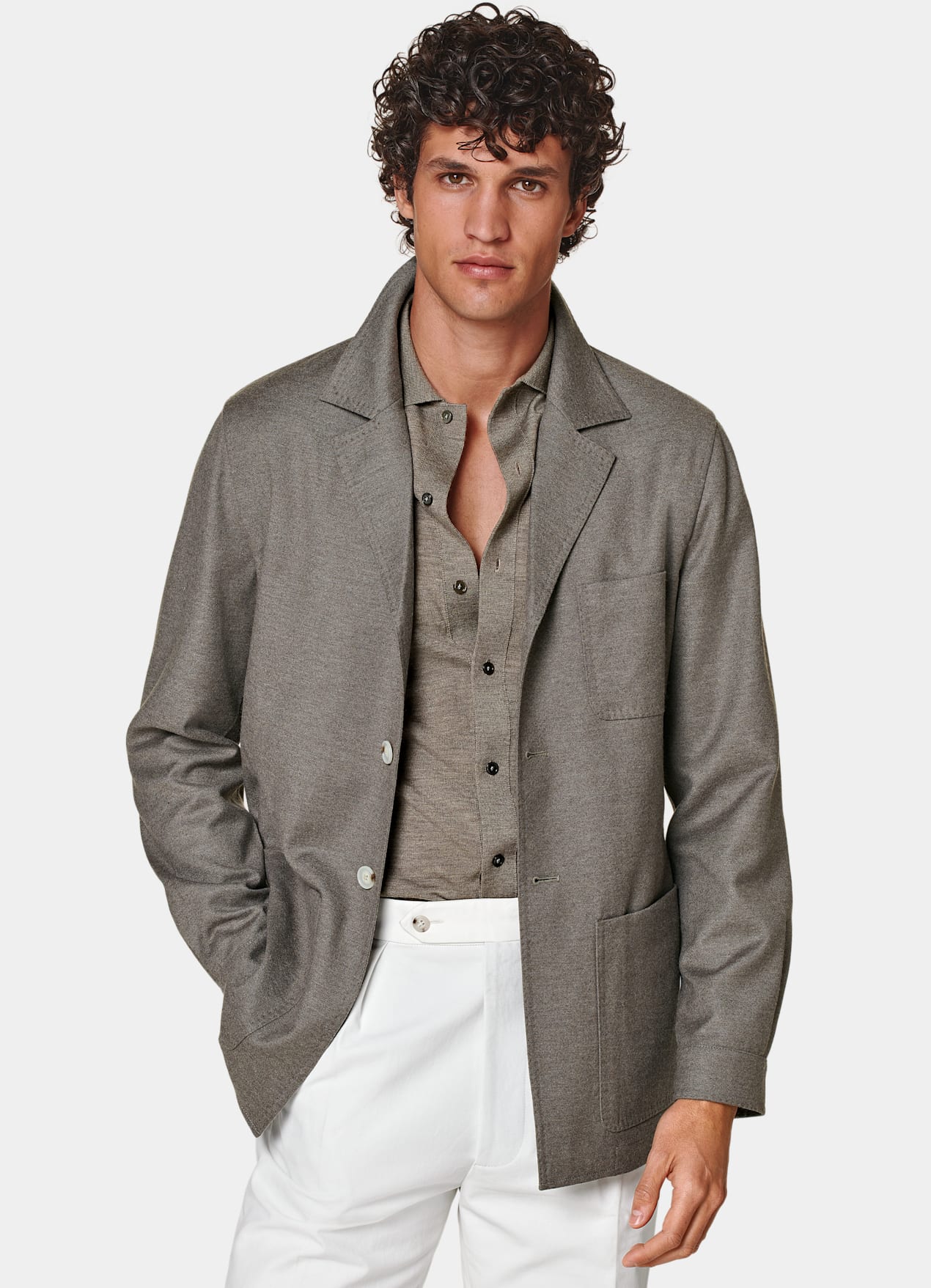 Veste chemise coupe Relaxed taupe