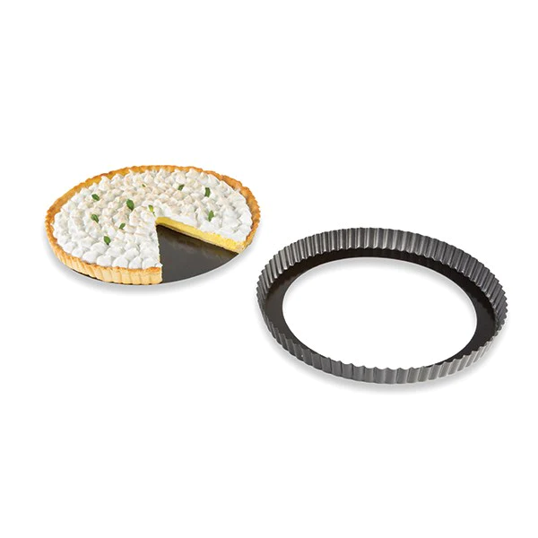 Moule à tarte amovible acier revêtu anti-adhérent bords cannelés 28 cm