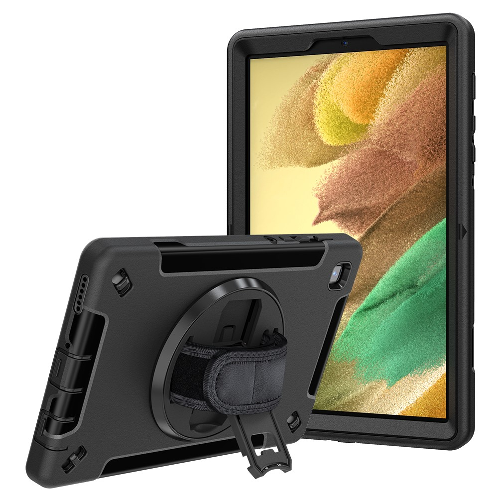 Samsung Galaxy Tab A7 Lite Hybrid Outdoor Case Hülle Handschlaufe   Schultergurt - Schwarz