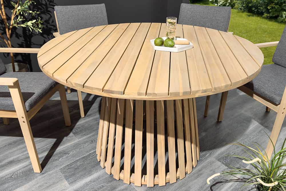 Runder Gartentisch KOPENHAGEN 120cm natur Akazie Massivholz In- und Outdoor wetterfest
