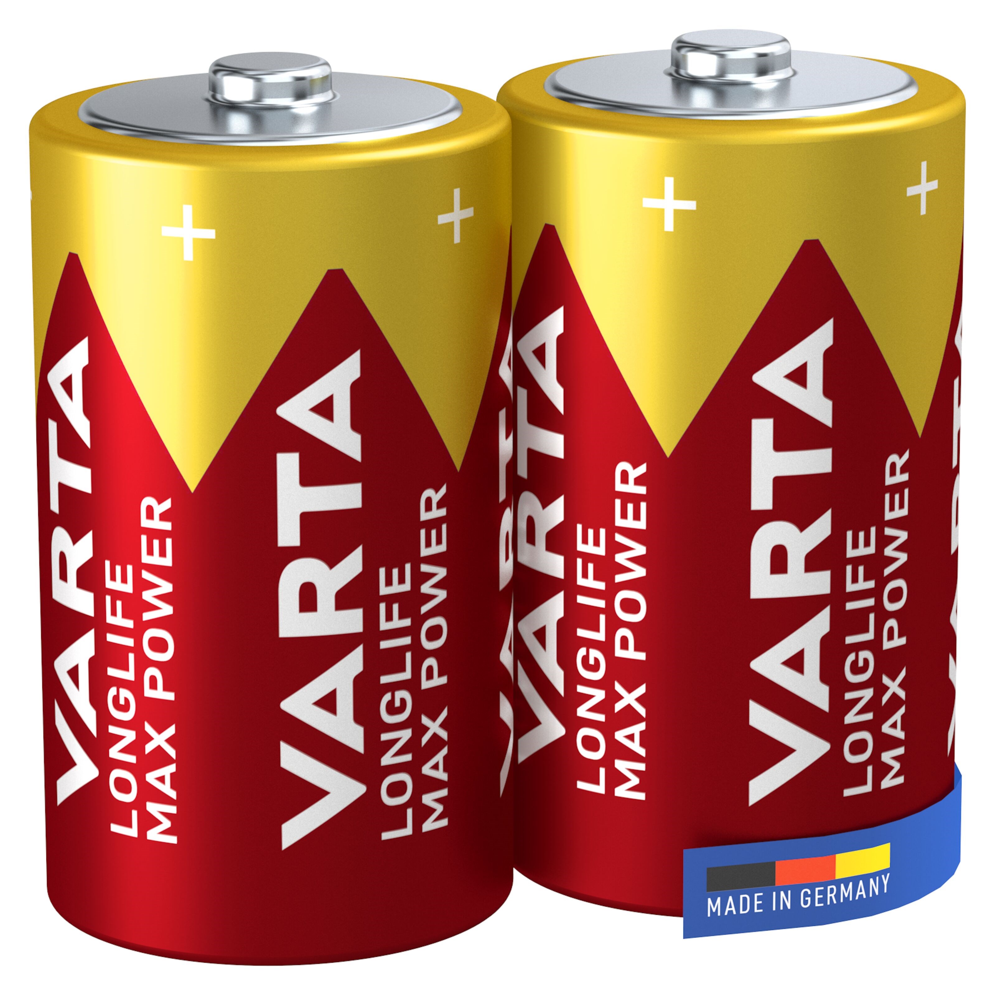Varta Longlife Max Power D-batterier 2-pk.