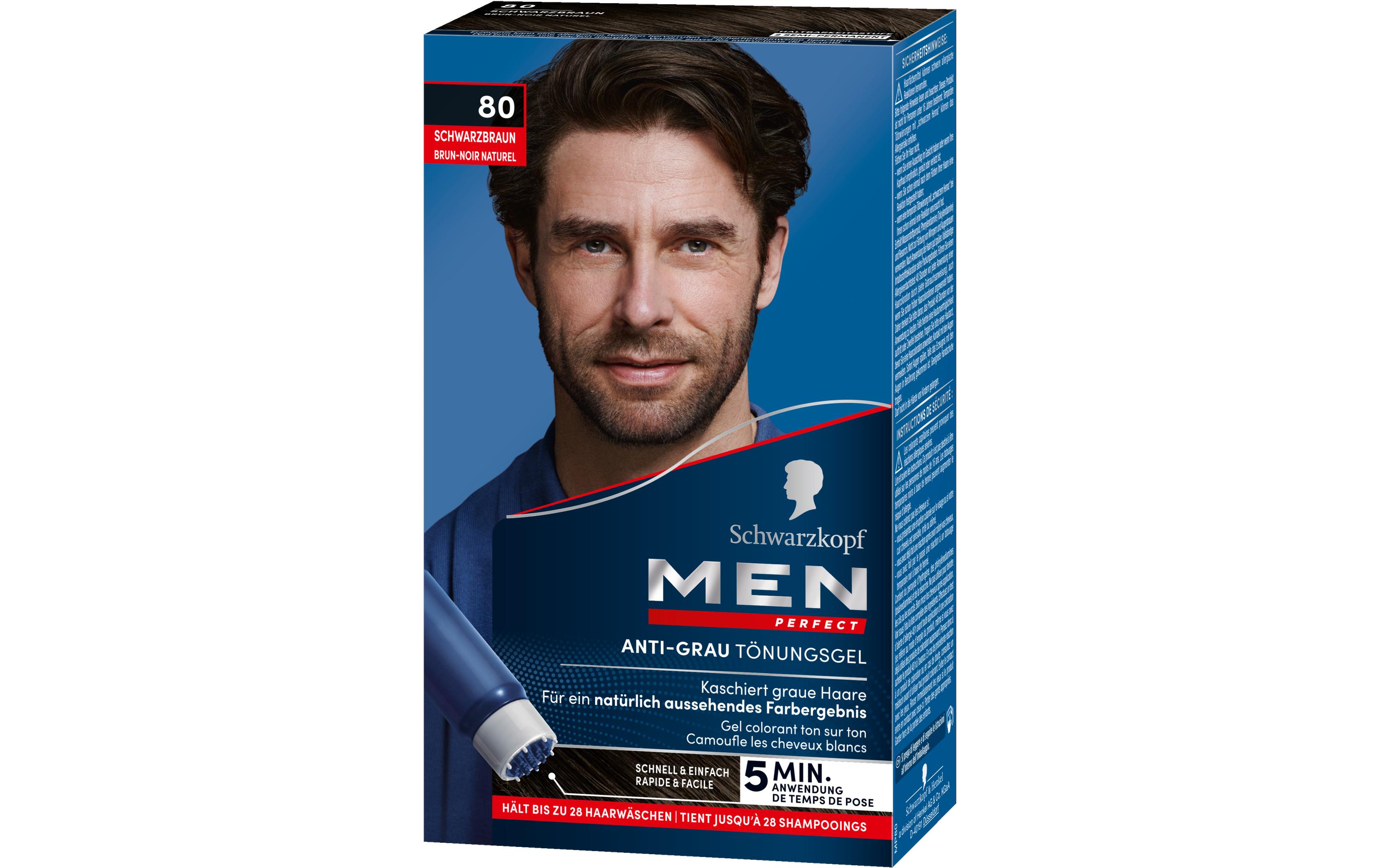 Haarcoloration Anti-Grau 80 SchwarzbraunLeicht anzuwendende Gel-Coloration für Männer