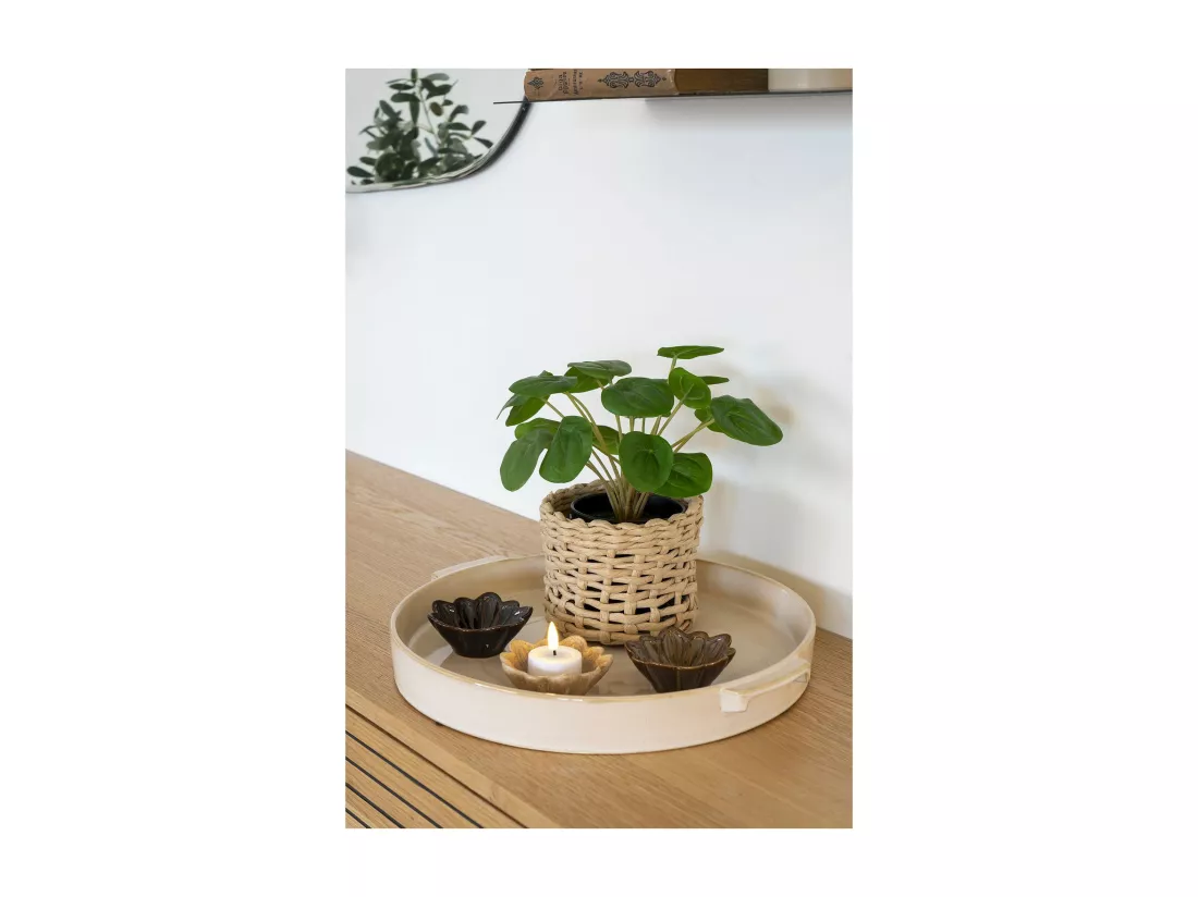 Plante artificielle Pilea plante à monnaie chinoise verte 28 cm
