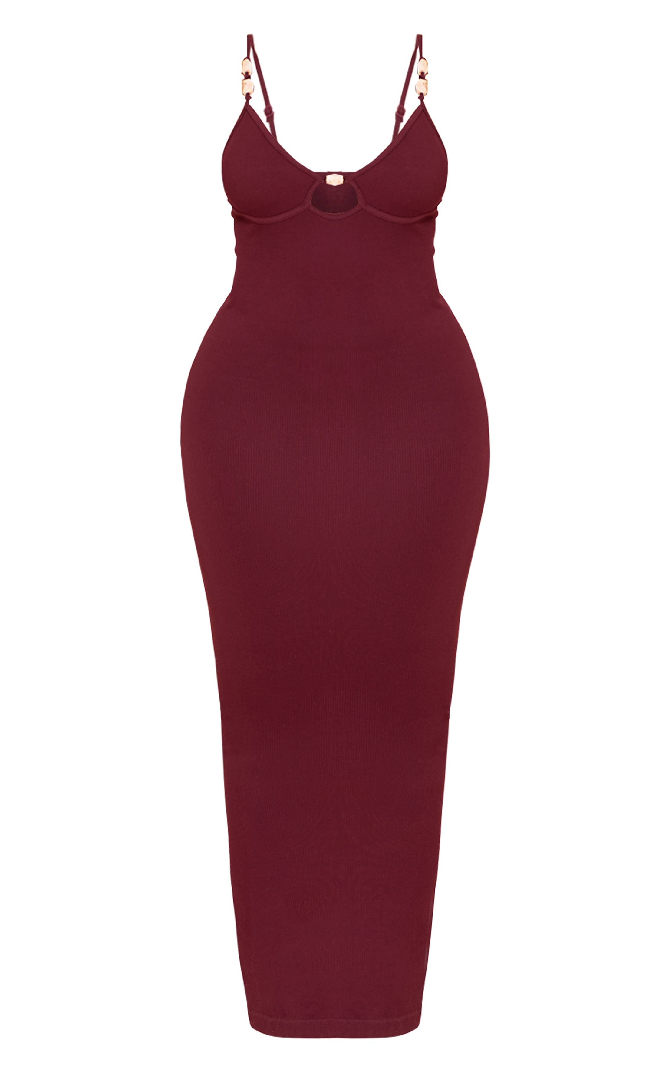 Prune Robe Longue Sculptante À Perles Shape