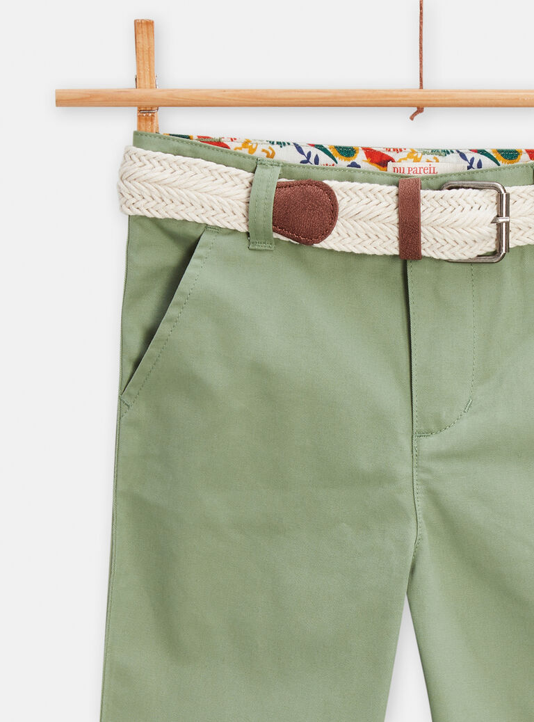 Bermuda kaki clair avec ceinture tressée pour garçon