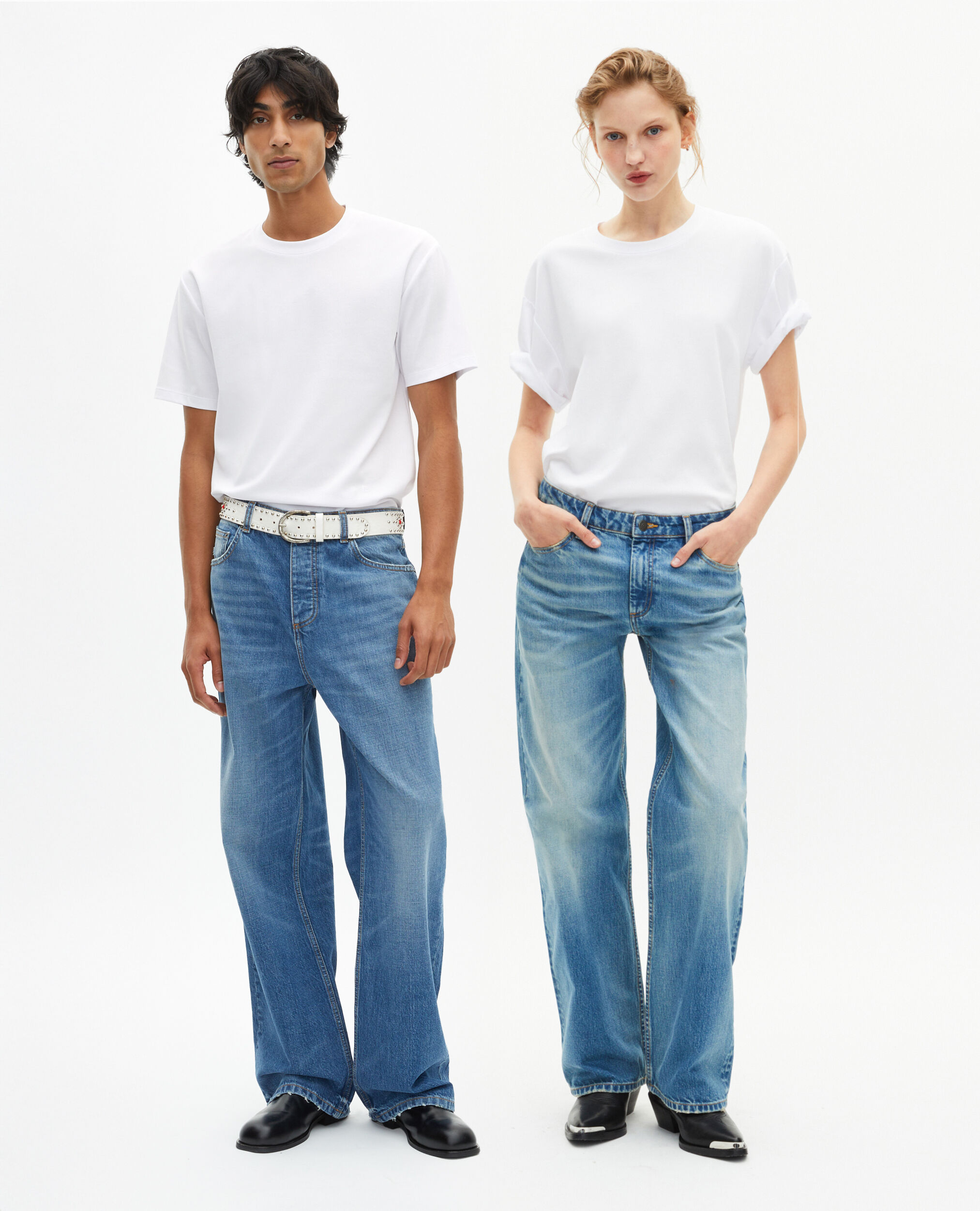 T-shirt Mixte droit uni blanc