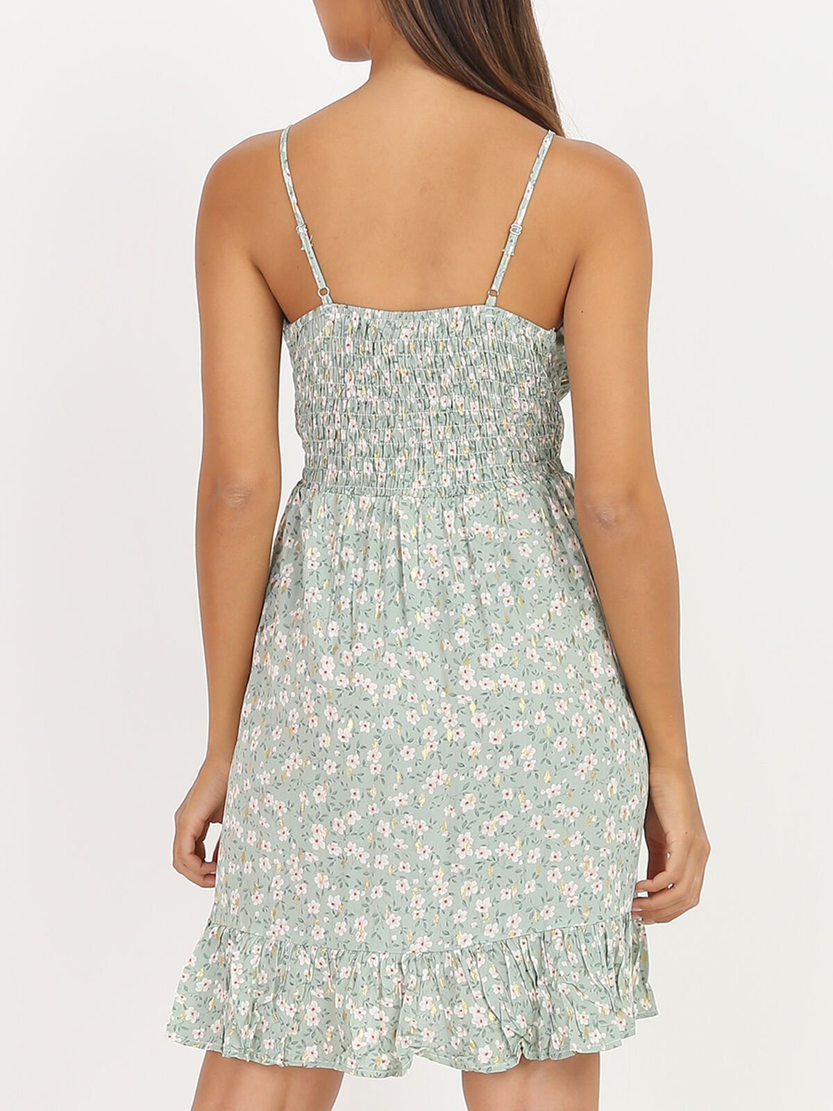 Robe à fleurs cache coeur- Vert