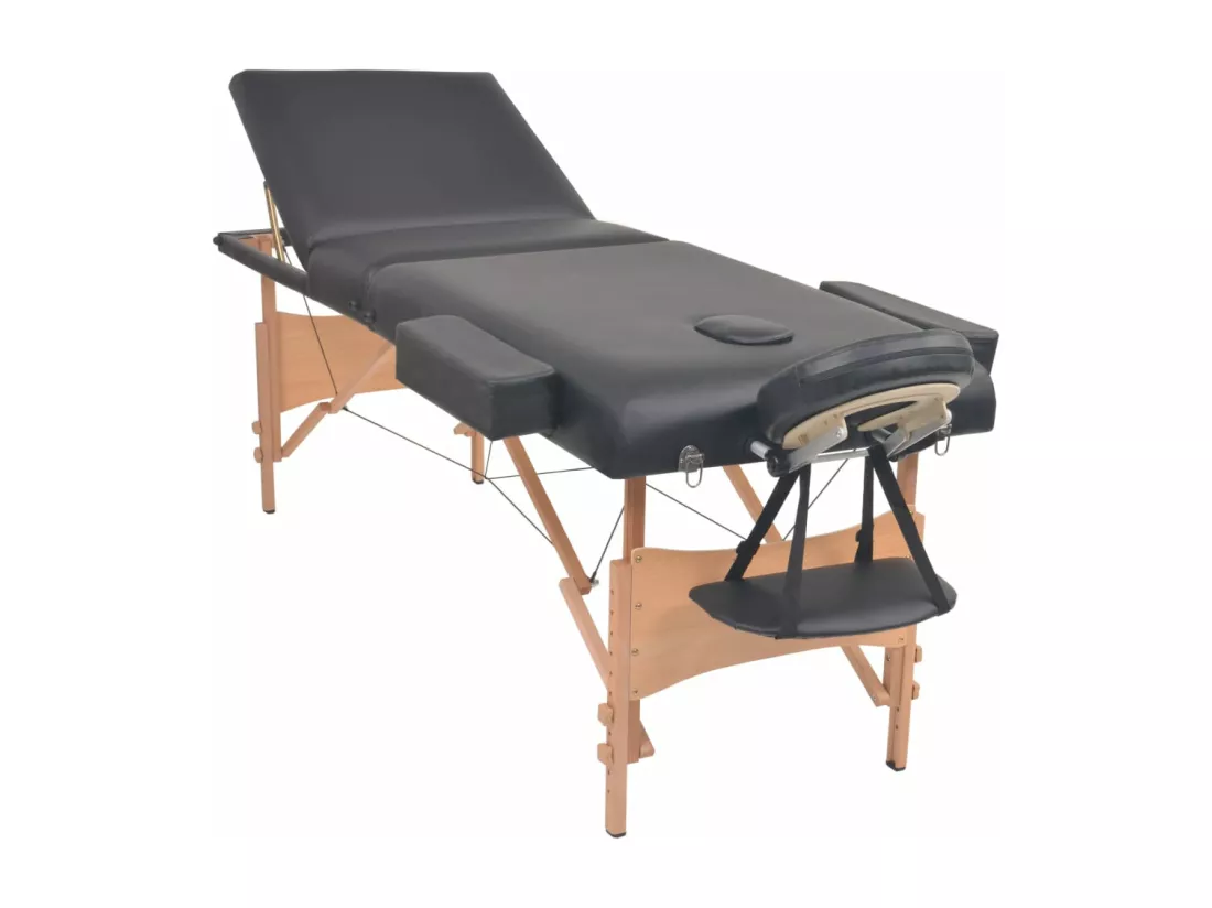 Table de massage pliable noire 221 x 90 x 65 cm 02_0001865