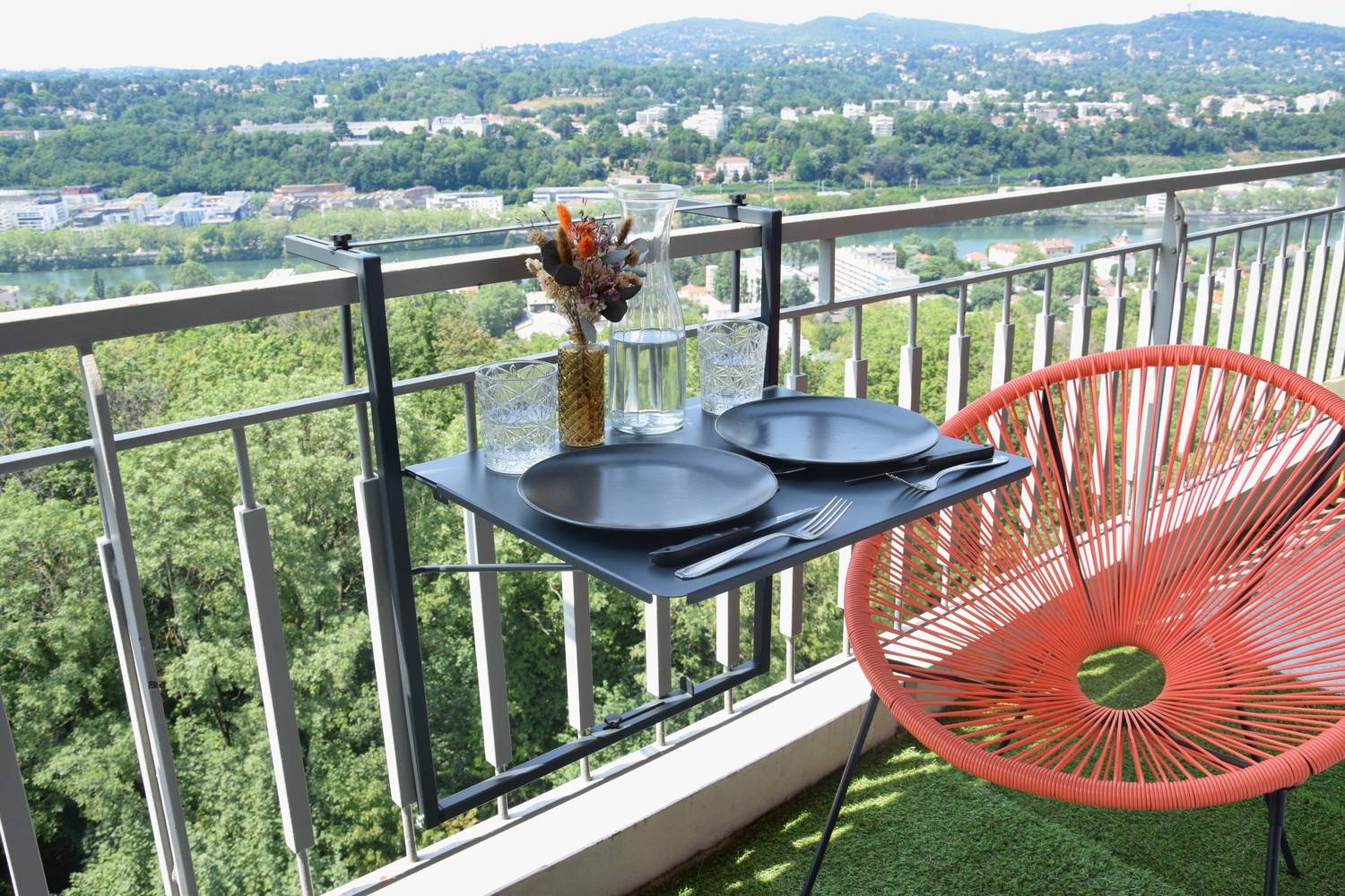 Table de balcon réglable soléa - 55x45 cm - anthracite