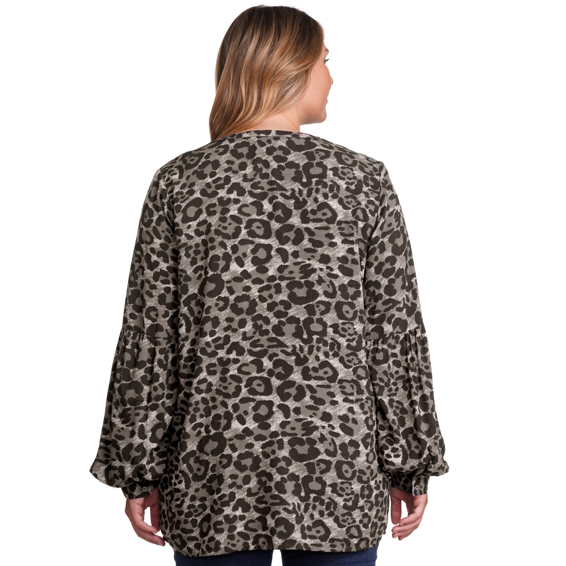 Gina Benotti Damen Bluse im Leoparden-Look grau / schwarz