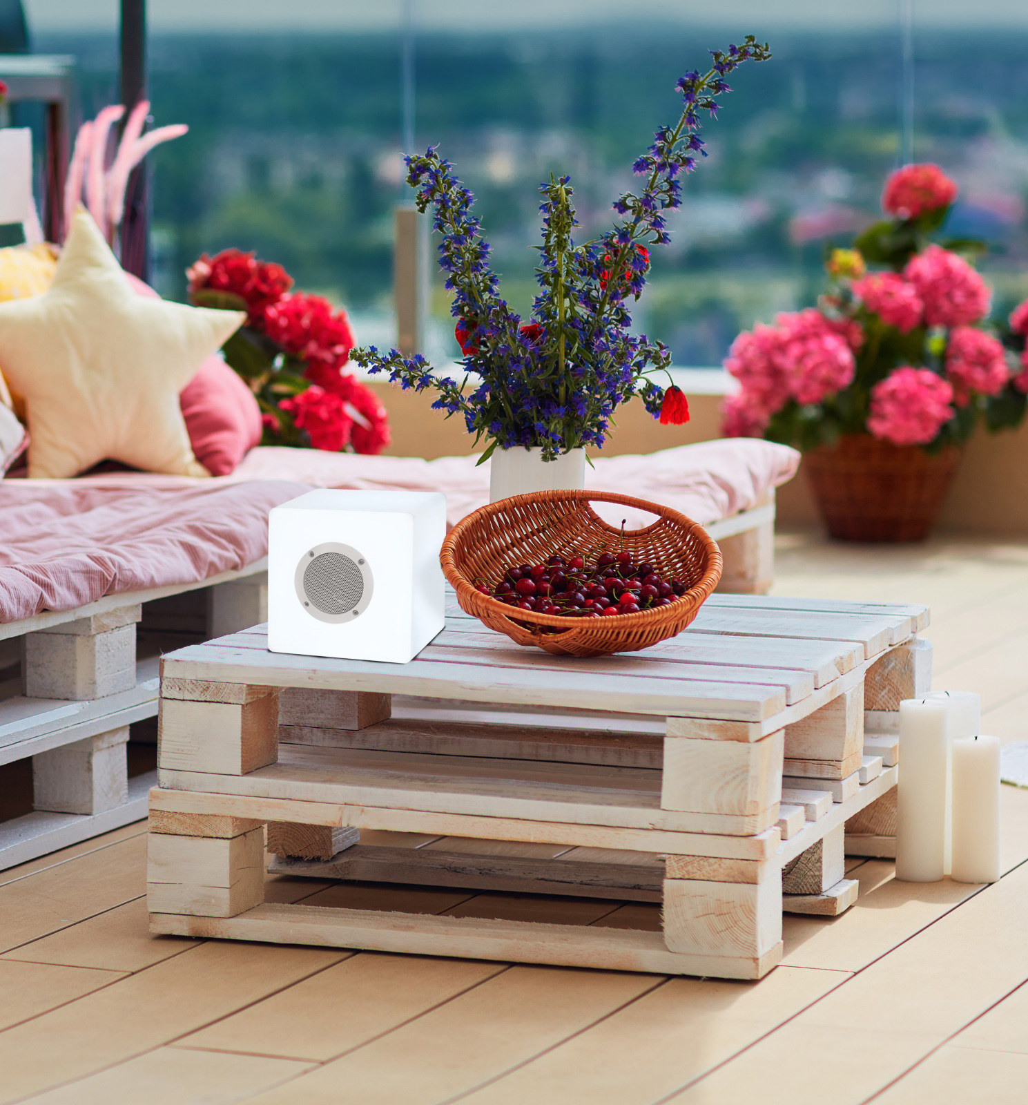 LED-Deko-Würfel CUBE - weiß - mit Bluetooth Speaker