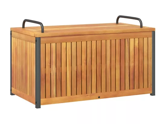 Boîte à coussins d'extérieur bois d'acacia solide et acier