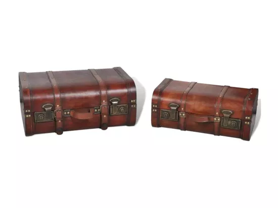 Coffre de rangement vintage Bois Marron 2 pcs