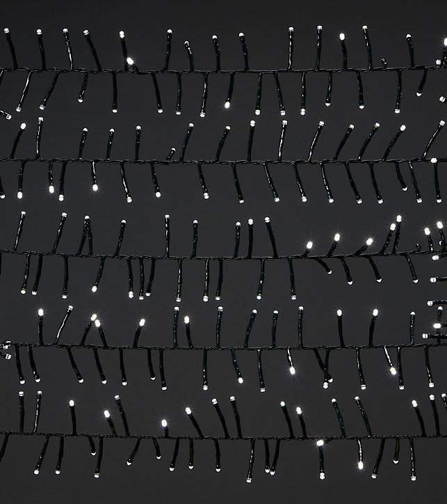 Guirlande lumineuse LED intérieure et extérieure blanc froid câble vert 8 fonctions 37,5 m