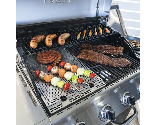 Nexgrill 4B Evolution gasgrill, zwart, 4 branders, 3,23 kW, grilloppervlak 44x64 cm + zijbrander, inclusief rooster, dekselthermometer, vetopvangbak, kookgereihouder, zijtafel, warmhoudrek