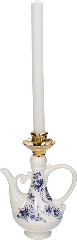 Kandelaar Clara wit / goud 16 x 11 x 22 cm