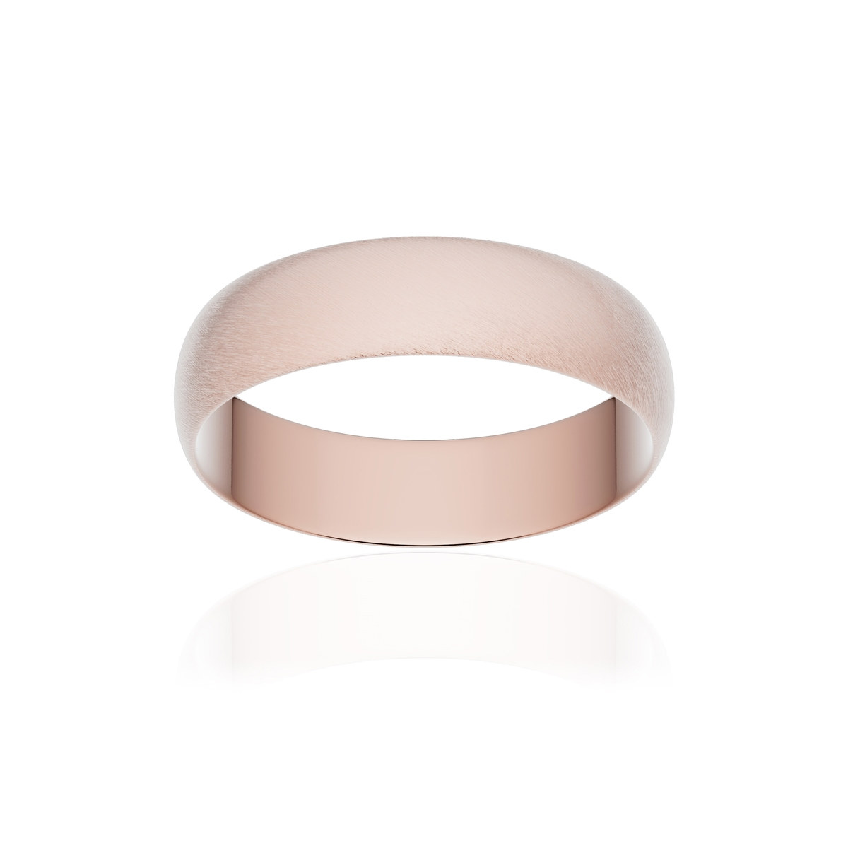 Alliance or 375 rose givré ruban 5mm
