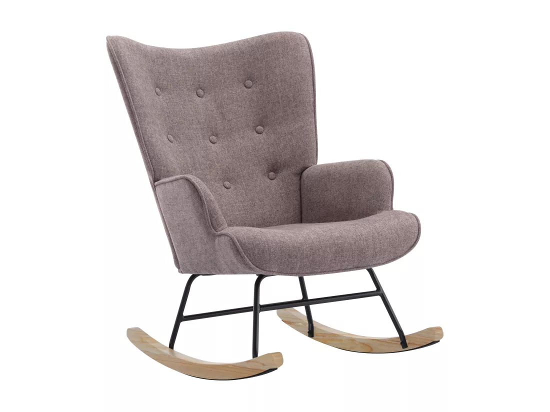Fauteuil à bascule en tissu chiné taupe ELMINA II