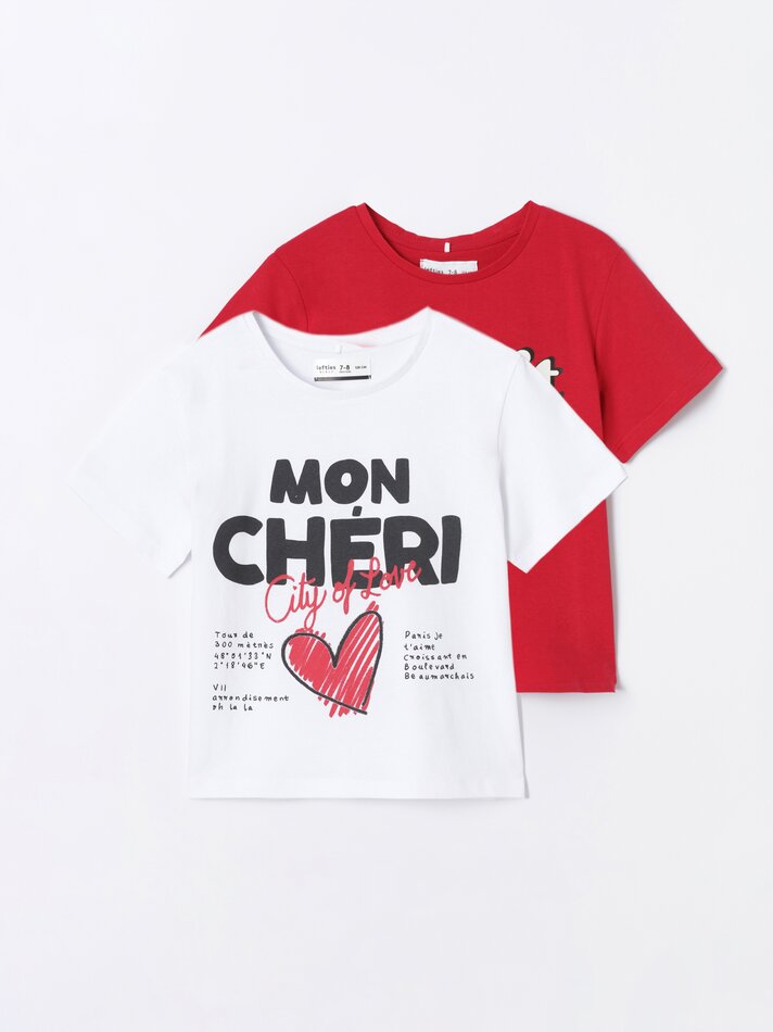 Pacote com 2 camisetas estampadas - Vermelhas