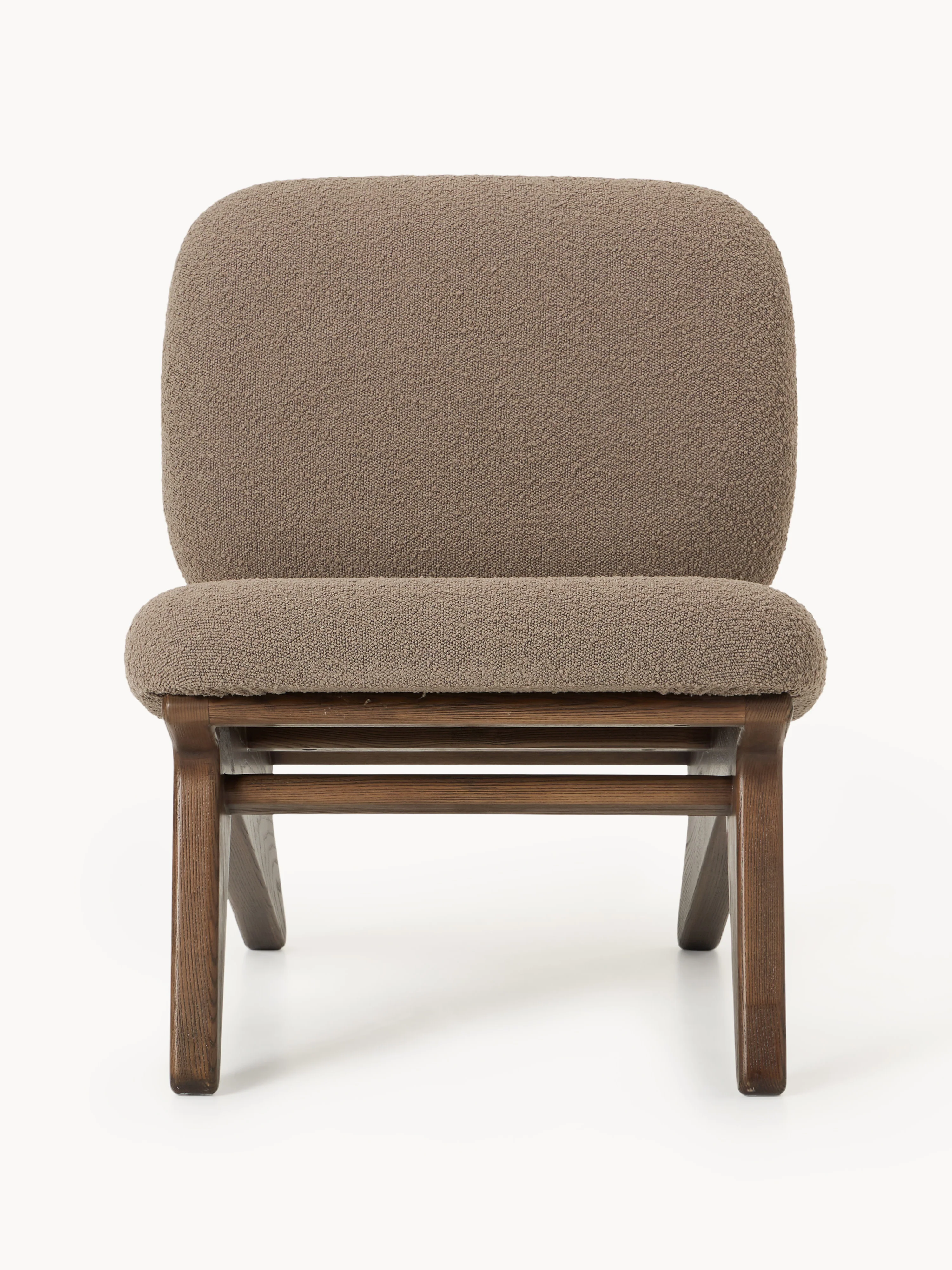 Loungefauteuil Shenay van essenhout met bouclé bekleding
