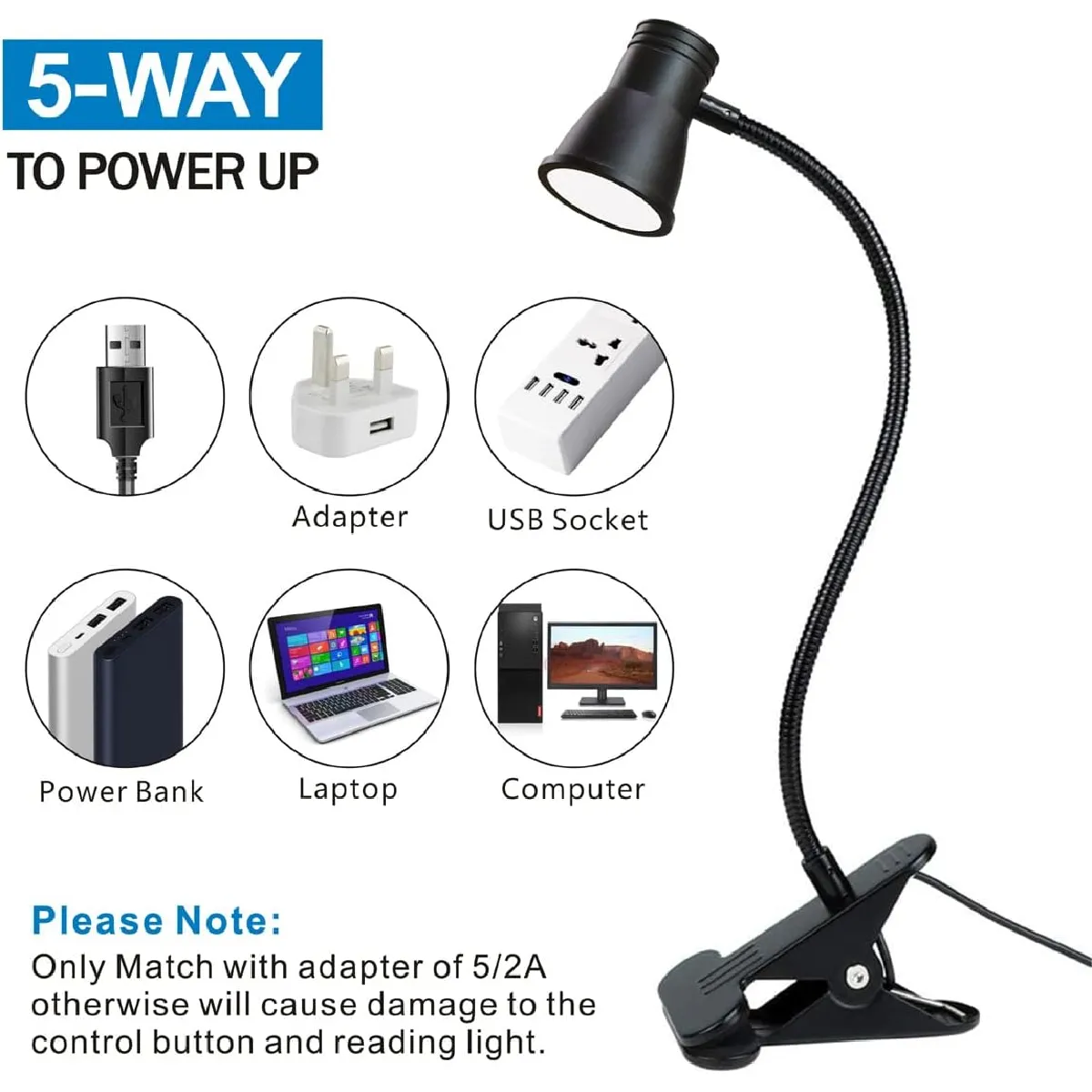 Lampe de Bureau LED à Pince - Noir