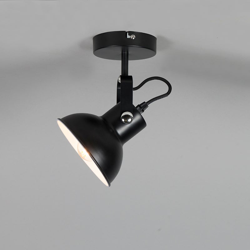 Industriële wand- en plafondlamp, zwart, kantelbaar - Guida