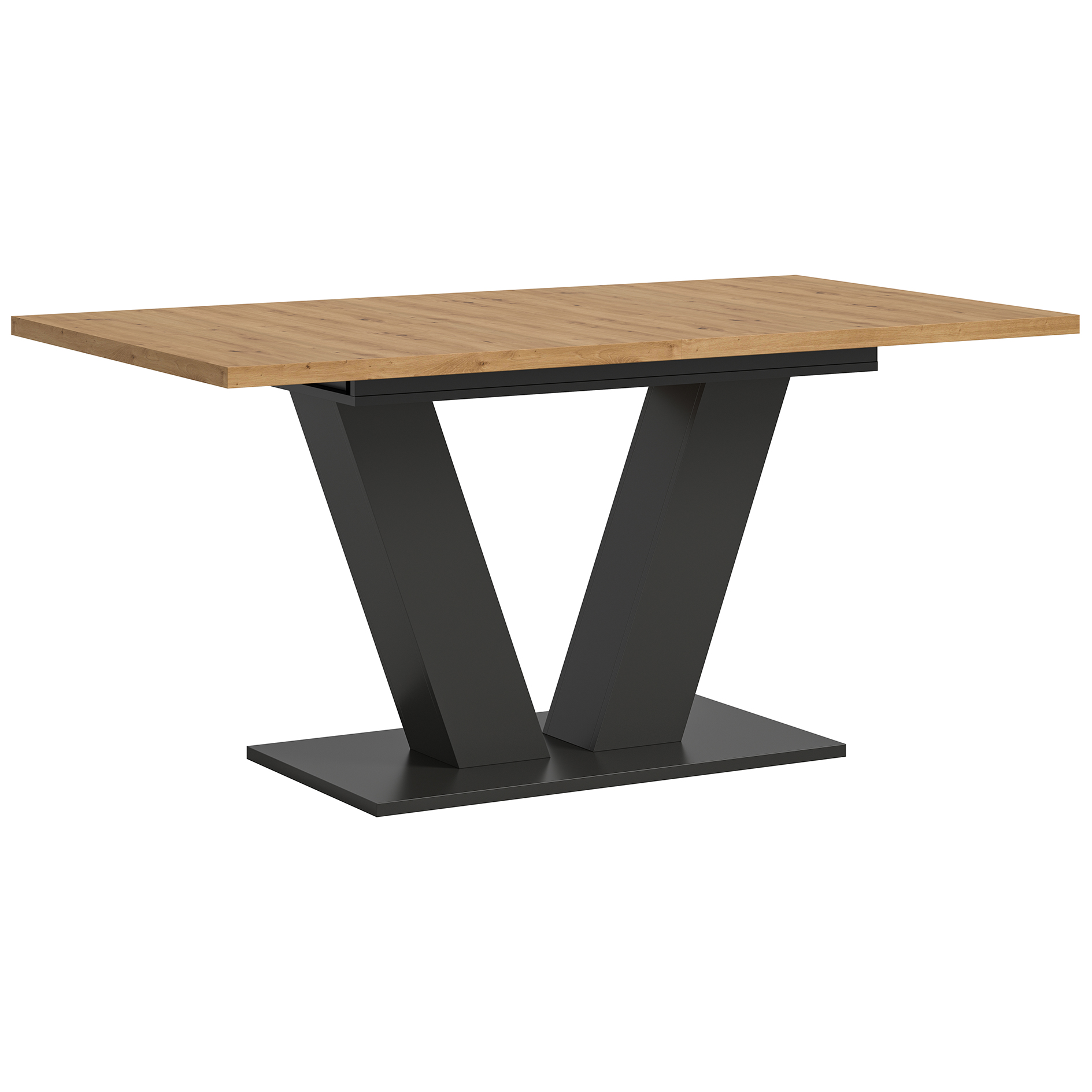 Esstisch MOTION -Artisan Eiche - grau - ausziehbar - V-Gestell
