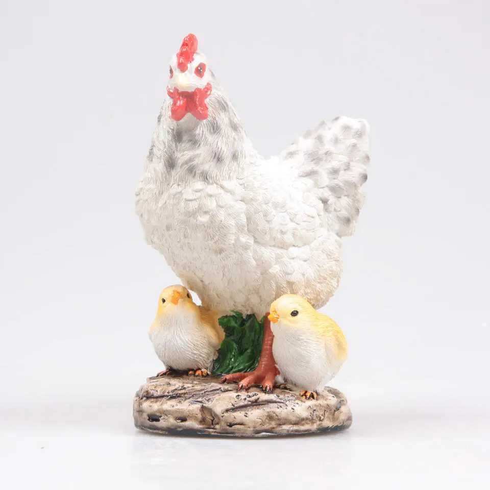 Farmwood Kip tuin beeldje - binnen/buiten - 15 x 10 x 20 cm